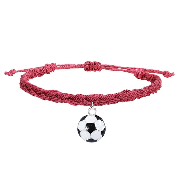 SUSHANG Football Bracelet Soccer Charm Bracelets Soccer Party Favors Black Red White Brown Wristbands Soccer Beads Adjustable Inspirational for Teens Adults Sport Birthday Football Favors For
