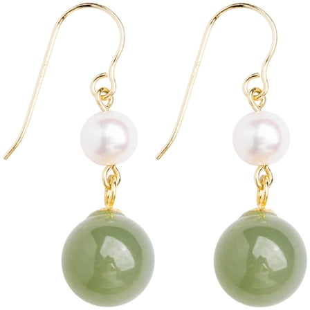 SUSHANG Freshwater Pearl Earrings New Chinese Antique Anti Jade Long Tassel Earrings for Women Retro Versatile Temperament Buckle Earrings Stud Earrings