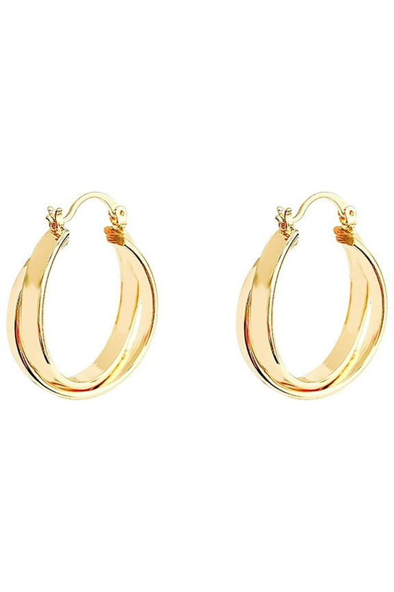 Geometric Hoop Earrings Alloy Post Double Hoops Earrings Twisted Hoop Earrings for Women