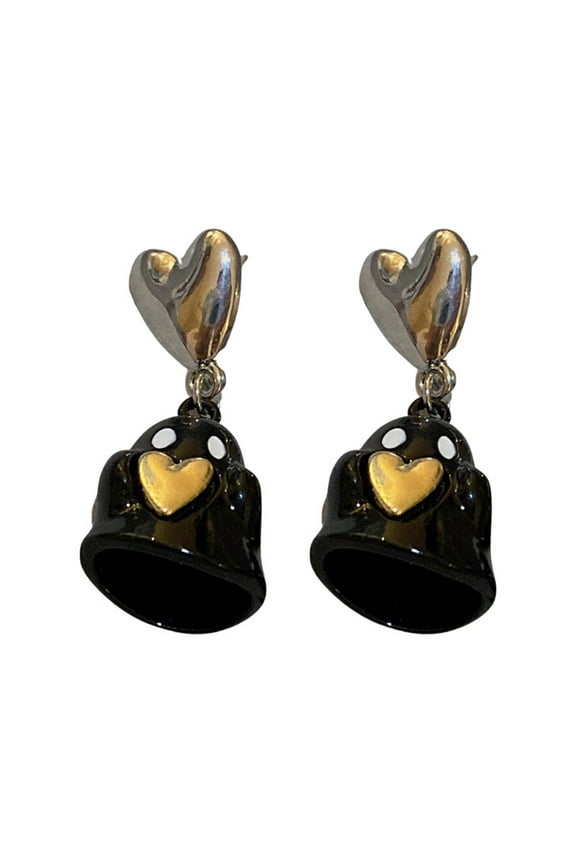 Ghost Heart Earrings Funny Hearts Earrings Halloween Stud Sterling Silver Earrings for Women Gothic Scary Halloween Jewelry