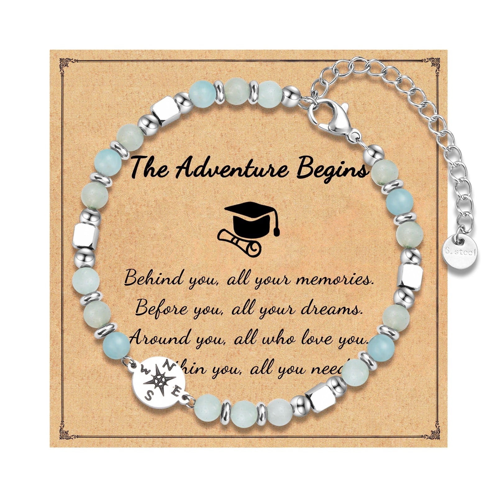 Graduation Bracelet For Her 2025 - Adjustable Initial Charm Bracelet, Gift For High School College Grad