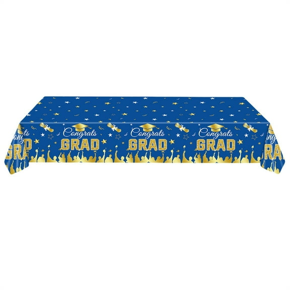 SUSHANG Graduation Tablecloth Party Decorations 2025, Black and Gold Congrats Grad Plastic Disposable Table Cloth Cover for College High School Class of 2025 Party Supplies,54"X108"