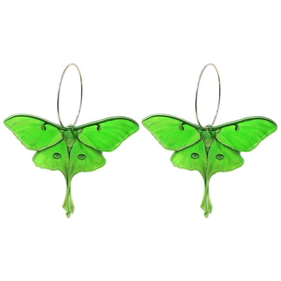 SUSHANG Green Butterfly Moth Earrings Acrylic Green Butterfly Wing Earrings Personalized Fashion Colorful Moth Butterfly Hook Earrings Statement Lightweight Animal Vacation Jewelry