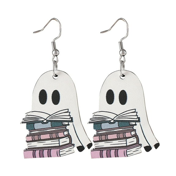 SUSHANG Halloween Ghost Earrings Halloween Drop Dangle Earrings for Women Lightweight Wooden Pumpkin Black Bat Halloween Earrings Cute Earrings Halloween Gifts Party