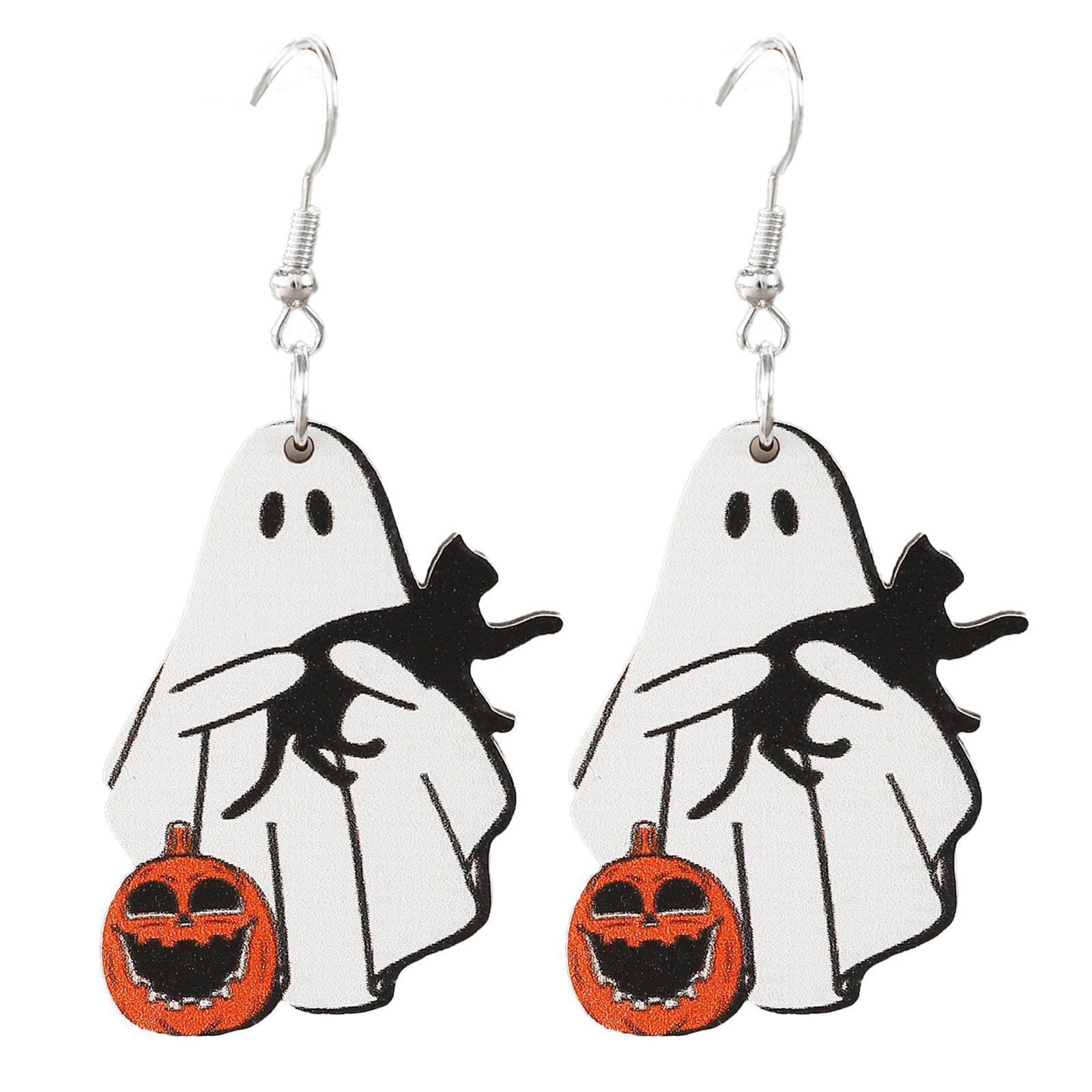 SUSHANG Halloween Ghost Pendant Halloween Earrings for Women Cute Funny