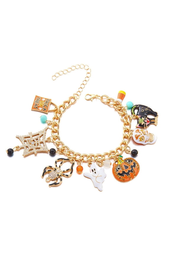 Halloween Pumpkin Candy Bracelet Halloween Pumpkin Bat Bracelet Orange Bracelet Halloween Jewelry for Women