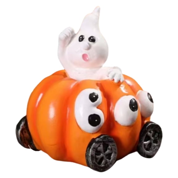 SUSHANG Halloween Resin Pumpkin Carriage Decor - Tabletop Display for Fall Window Sill Scenes, Holiday Centerpiece Props for Thanksgiving and Autumn Festival Decor