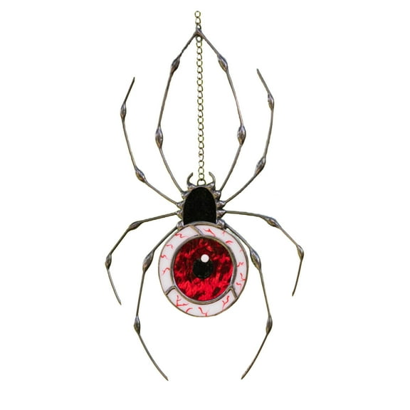 SUSHANG Halloween Stained Glass Hanging Decor Scary Ghost Spider Pumpkin Witch Hat Scarecrow Tracery Pendant Suncatcher Hanging Ornament for Yard Patio Garden Tree