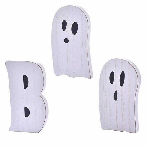 SUSHANG Halloween Table Decor Set of 3 - Rustic Wood Plank Signs & Tray for Farmhouse Indoor Decor | Cute Spooky Desk & Shelf Display for Autumn & Thanksgiving