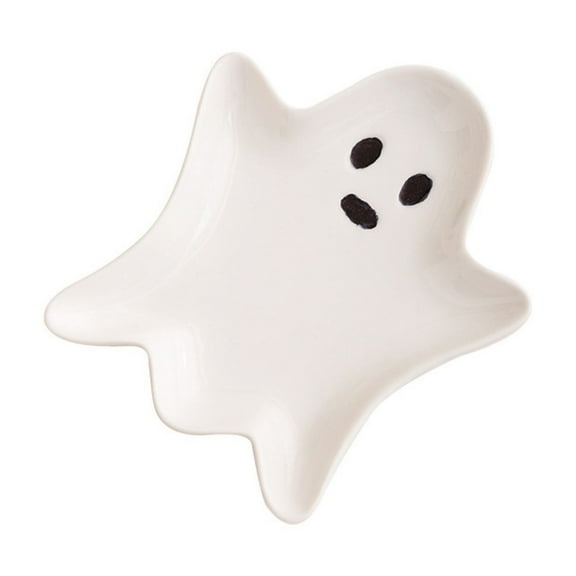 SUSHANG Halloween-Themed Ghost Shape Ceramic Decorative Dish - Multi-functional Ghost Serving Tray for Jewelry Storage, Candy Bowl & Countertop Decor
