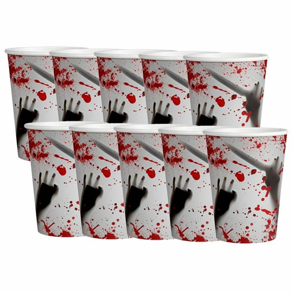 SUSHANG Halloween Themed Party Printed Paper Cup and Paper Plate Set,Suitable for Halloween,Parties,Gatherings