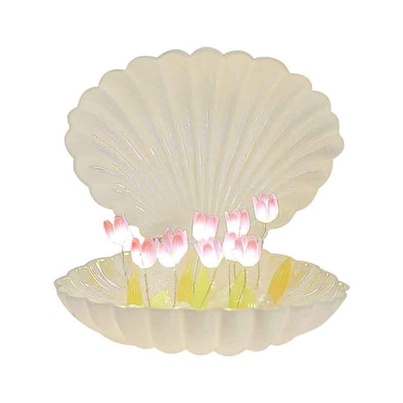 SUSHANG Handmade DIY Night Light Shell Tulip Nightlight Creative Gift Atmosphere Light Luminous Ornament