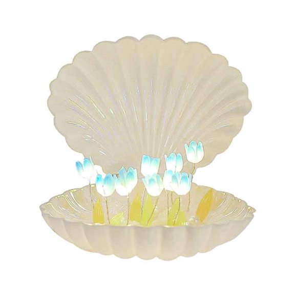 SUSHANG Handmade DIY Night Light Shell Tulip Nightlight Creative Gift Atmosphere Light Luminous Ornament
