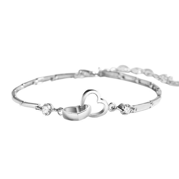 SUSHANG Heart Bracelet 2 Hearts Intertwined Mother and Daughter Love Eternal Bracelet Girls Gifts From Mom To Daughter The Love Between Mother and Daughter Is Eternal