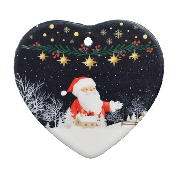 SUSHANG Heart Shaped Acrylic Christmas Tree Decoration - 2025 Festive Souvenir Ornament, 2D Flat Santa Tree Design for Gifting to Family and Friends, Holiday Keepsake