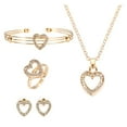 thumbnail image 1 of SUSHANG Heart Shaped Earrings Necklace Set Gold Hollow Out Diamond Heart Shape Pendant Necklace Earrings Bracelet Ring Sweet and Ladies Wedding Jewelry Set, 1 of 4