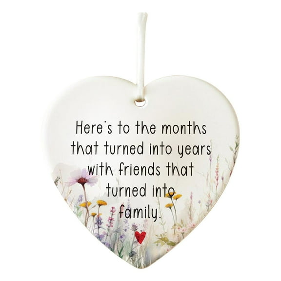 SUSHANG Heart Shaped Ornaments for True Friends 3.2 Inch Christmas Tree Decorations Thoughtful Keepsake Gift for Celebrating Ceramic Ornament with Rope Perfect for Holiday Decor and Adding Warm Fes