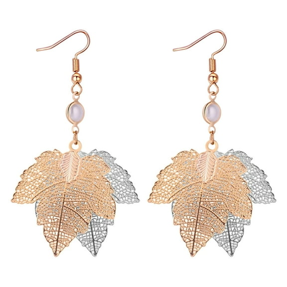 SUSHANG Hollow Leaf Earrings Popular Hollowed Out Leaf Earrings Versatile Maple Leaf Earrings Metal Jewelry