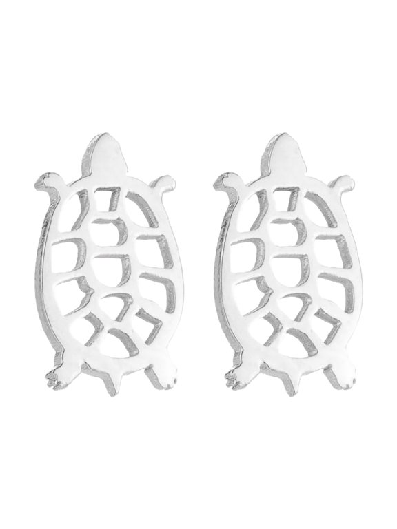Hollow Turtle Earrings Sea Animal Ear Bone Nail Stainless Steel New Cute Hollow Turtle Ear Nail Personality Trendy Stainless Steel Hollow Turtle Stud Earrings for Women Gold Plated Gift
