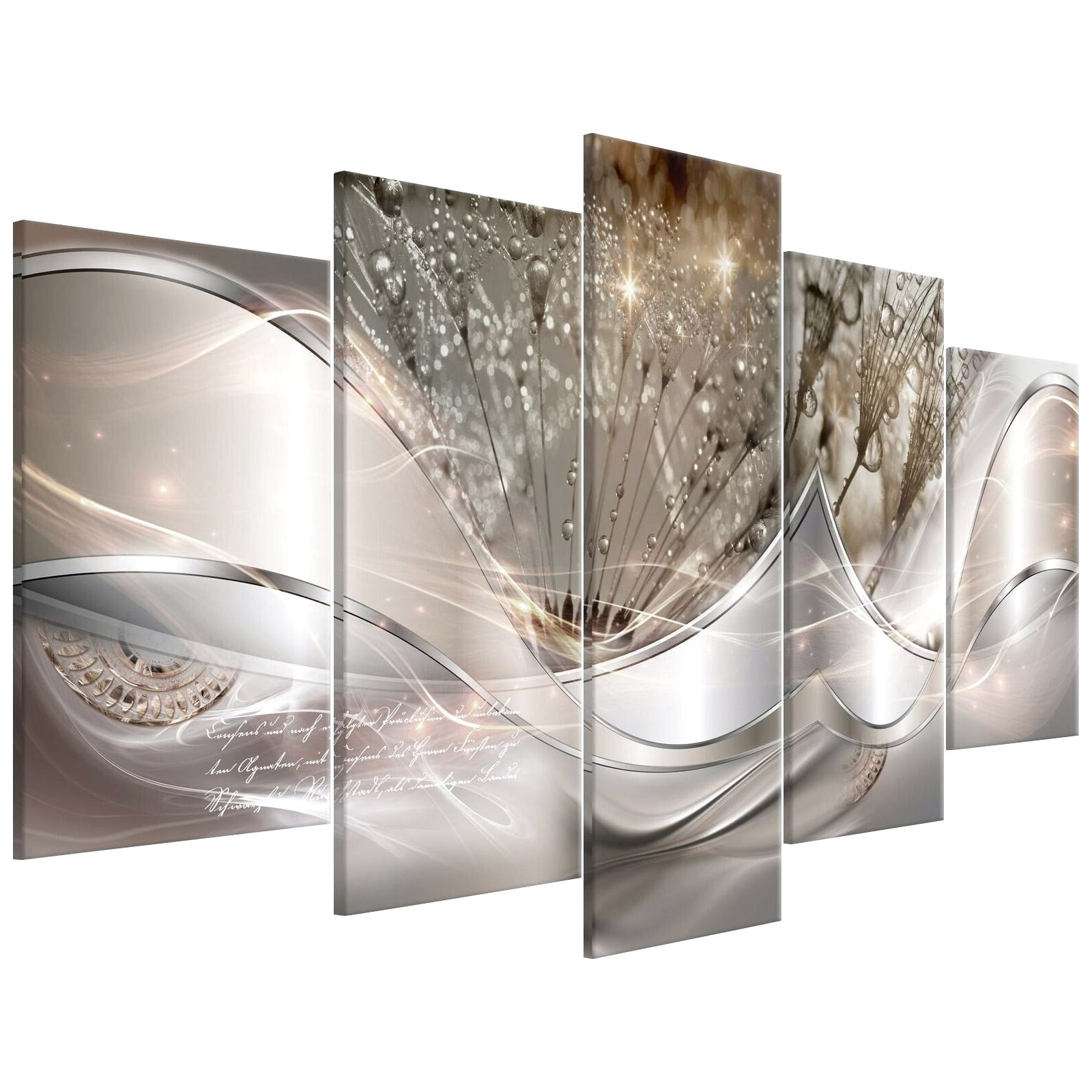 SUSHANG Home Art Decor Set of 5 Abstract Flower Wall Art Canvas Wall Decorative Painting without Frame for Living Room Decor Brown