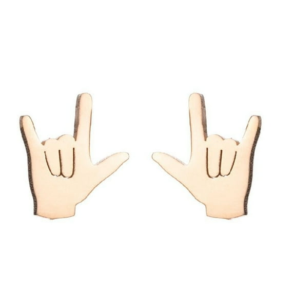 SUSHANG I Love You Gesture Earrings Personalized Stainless Earrings I Love You Hand Sign Sign Sign Women'S Earrings Minimal Jewelry