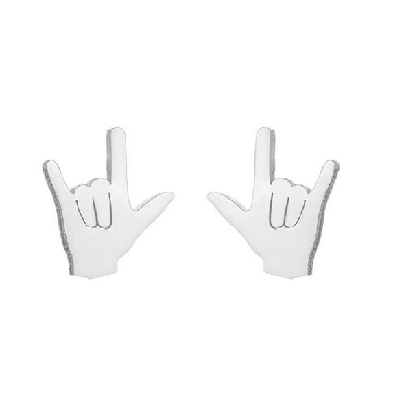 SUSHANG I Love You Gesture Earrings Personalized Stainless Earrings I Love You Hand Sign Sign Sign Women'S Earrings Minimal Jewelry