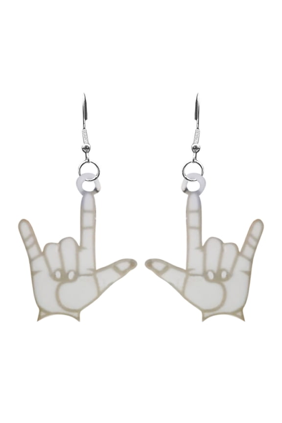 I Love You Sign Language Earrings Women'S Earrings Sign Language Deaf Jewelry I Love You Earrings Charm French Hook Drop Earrings with Cubic Acrylic Jewelry