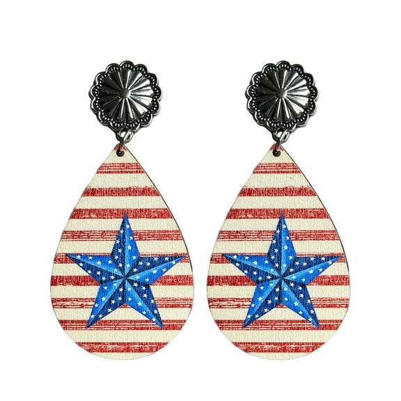 SUSHANG Independence Day Earrings Earrings American Independence Day Fourth of July Festival Jewelry Western Cowboy Boots Cowheads Earrings