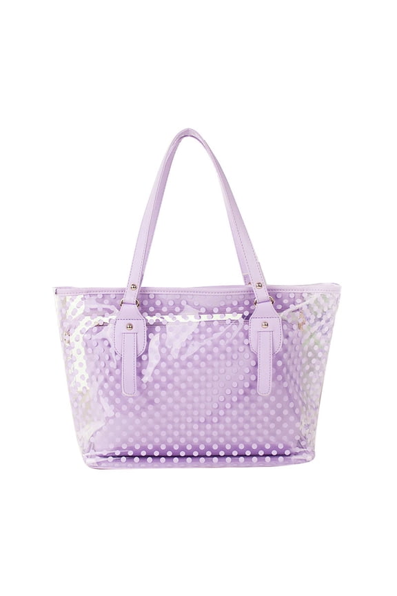 Large Capacity Bag for Women's Summer New Small Wave Point Transparent Handheld One Shoulder Jelly Bag PVC Beach Bag