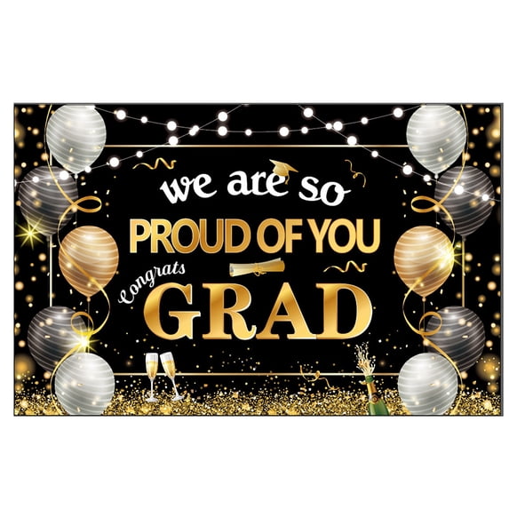SUSHANG Large Congrats Grad Banner Gold Class of 2025 Banner Backdrop Graduation 2025 Yard Sign for Graduation Party Supplies Graduation Decorations 2025, 2 Sizes