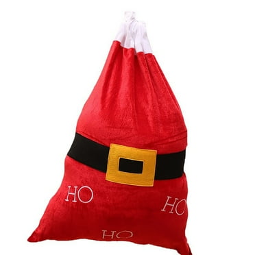 SUSHANG Large Red Velvet Christmas Gift Sack with Drawstring Santa Belt Design 27"x13" Reusable Christmas Gift Wrap Bag for Toys Decorations Ideal Holiday Accessory and Santa Decoration Perfect