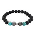 thumbnail image 1 of SUSHANG Lava Rock Beaded Bracelet Stone Volcanic Rock Beads Metal Dumbbell Versatile Beads Bracelet Jewelry, 1 of 9