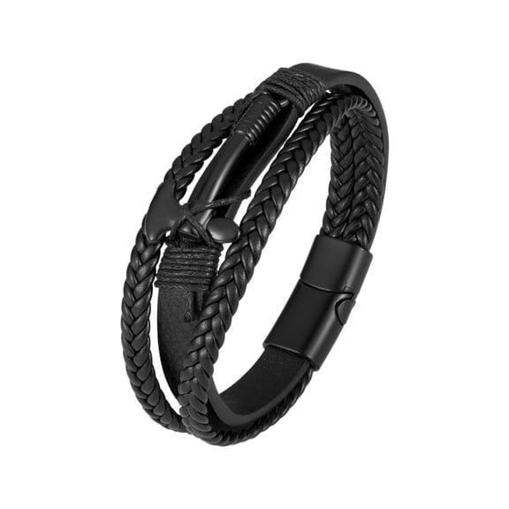SUSHANG Leather Ax Scalp Bracelet Multilayer Braided Alloy Pu Leather Axe Leather Bracelet Punk Wind Men'S Bracelet.