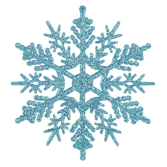 SUSHANG Light Blue Glitter Snowflake Ornaments 4 Pack for Christmas Tree Winter Decorations Stunning Plastic Craft Snowflakes for Holiday Decor Ideal for Festive Home or Theme Decor Sparkly Snowflake