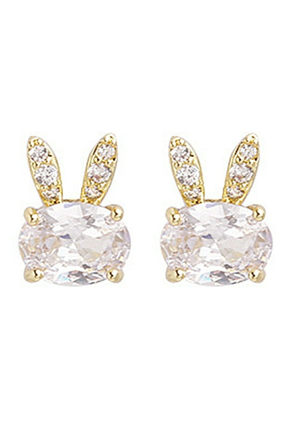 Little Rabbit Zircon Earrings Easter Bunny Earrings Synthetic Opal Star Studs Small Earrings Women'S Gift Earrings Simple Jewelry