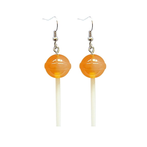 SUSHANG Lollipop Earrings Simulation of Food Playing Earrings Sweet Creative Stereo Resin Round Lollipop Earrings Long Earrings Women