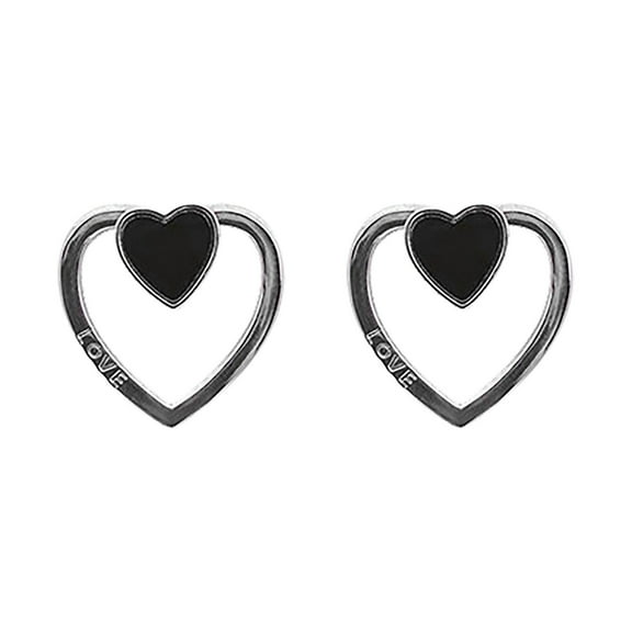 SUSHANG Love Earrings Black Heart Shaped Earrings for Women Stylish and Versatile Cold Hearted Fashion Earrings
