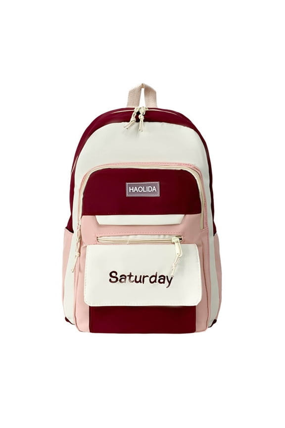 Male Female Students Backpack Outdoor Leisure Campus Backpack Color Matching Youth Fashion Simple Schoolbag