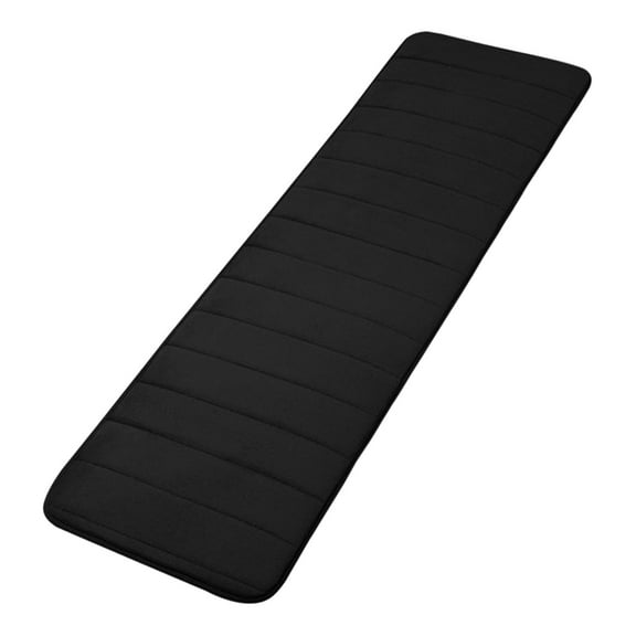 SUSHANG Memory Foam Non Slip Striped Bath Floor Tub Mat Black Bath Rug Runner for Shower Bathroom Floors, Black