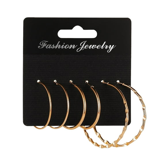 SUSHANG Metal Geometric Earrings Three-Piece Set 3 Pairs Hoop Earrings for Women Small Big Hoops Earring Packs Set Fashion Earrings Jewelry for Birthday Party Gift