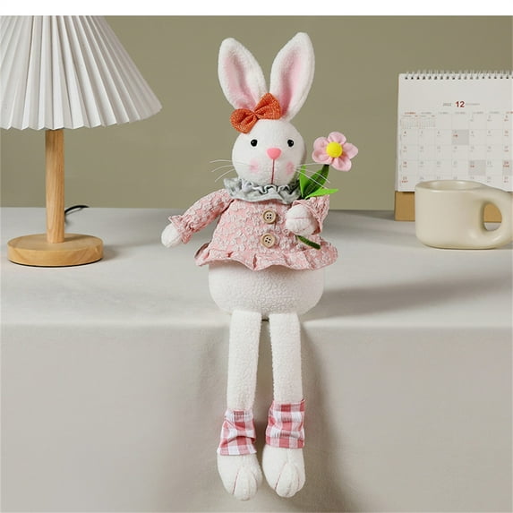 SUSHANG Mini Plush Rabbit Tiny Joint Rabbit Easter Bunny Long Legged Sitting Plush Toy Cute Decorative Doll For Holiday Parties Adorable Indoor Decoration For Easter Celebrations