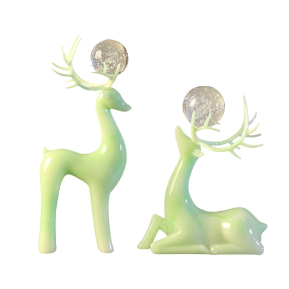 SUSHANG Modern Christmas Reindeer Figurines Set, 2 PCS Ceramic Deer Statues for Holiday Tabletop Decor, Winter Themed Centerpiece for Mantle, Shelf and Christmas Village Displays