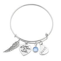 SUSHANG Mother'S Day Gift Bracelet Piece Mom Angel of Heart A Bracelet Lettering My Wing Bracelet Family Dad Bracelets