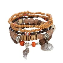 SUSHANG Multi-Layered Bracelet Stackable Bead Bracelets Ladies Mens Stretch Multilayer Bracelet Set Multicolor Jewelry