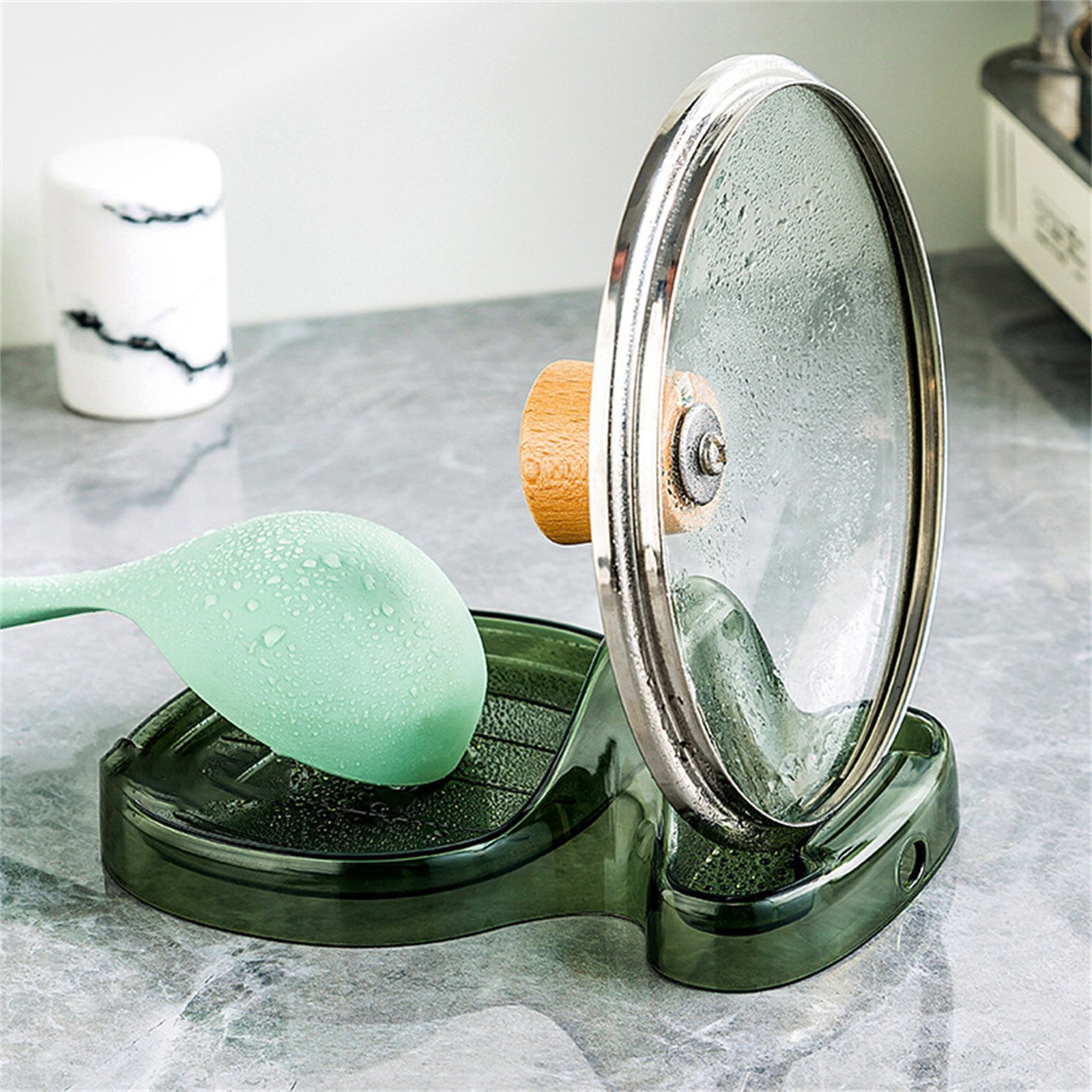 SUSHANG Multifunction Kitchen Spatula Rack Spoon Rest W/Lid Holder ...