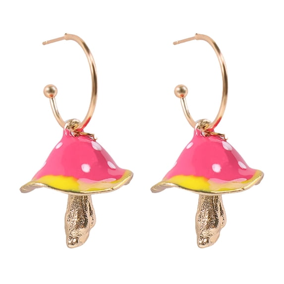 SUSHANG Mushroom Oil Drop Earrings 2024 New Easter Dreamy Cute Mori Small Drip Oil Earrings Color Drip Earrings Fashion Special Earrings 1 Pair of Personalized Earrings Earrings