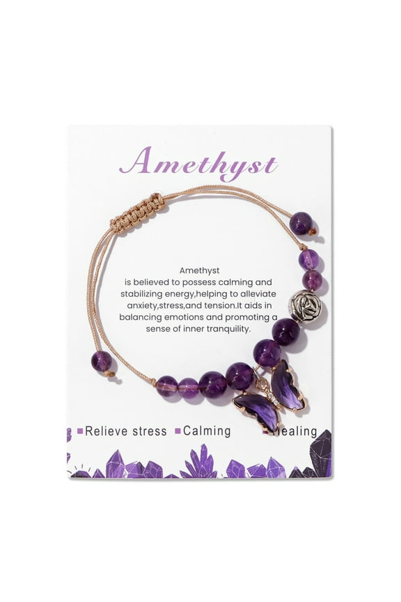 Natural Stone Amethyst Bracelet Bracelet Jewelry Natural Stone Bracelet Amethyst Blue Bracelet Hand Woven Butterfly Pendant Bracelet