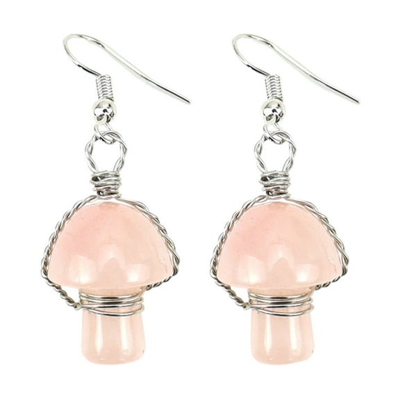 SUSHANG Natural Stone Mushroom Earrings 2024 New Easter Hand Natural Stone Amethyst Crystal Stone Cute Small Earrings Earrings Earrings Fashion Special Earrings 1 Pair of Personalized Earrings