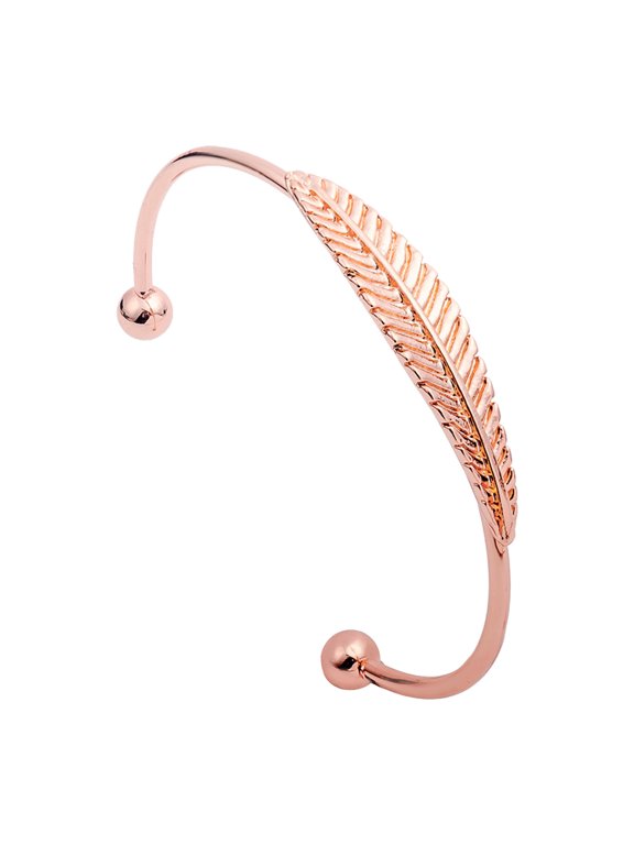 Open Leaf Bracelet Sparkly Leaf Bangle Bridal Wedding Bracelet Adjustable Cuff Bracelets Gold Tone Women Girls Lover Gifts