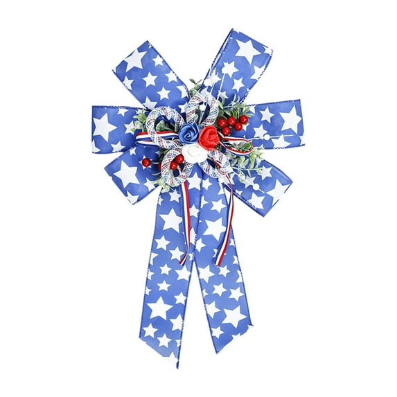 SUSHANG Patriotic Bows for Wreaths Large Burlap Red White Blue Stripe Stars Bow for 4th of July Independence Day Decor,Decorations Bunting Indoor Outdoor Decor and Patriotic Party